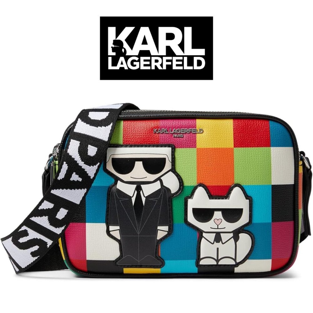 NWT Karl Lagerfeld Maybelle Crossbody in Multi Color Bright  w/ Detachable Coin